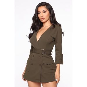 Olive Wrap Blazer Romper